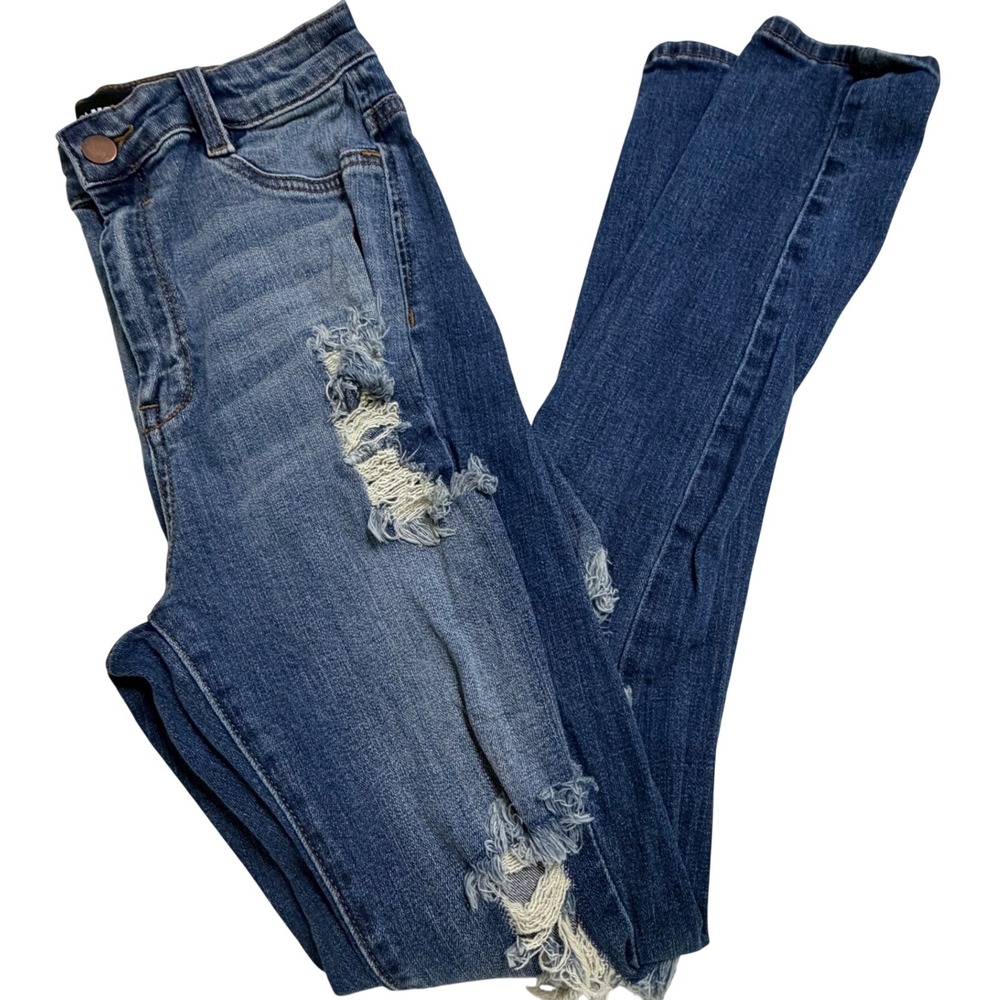 Fashion Nova Womens Distressed High Waisted Skinny Jeans Blue Size 9 AP40528